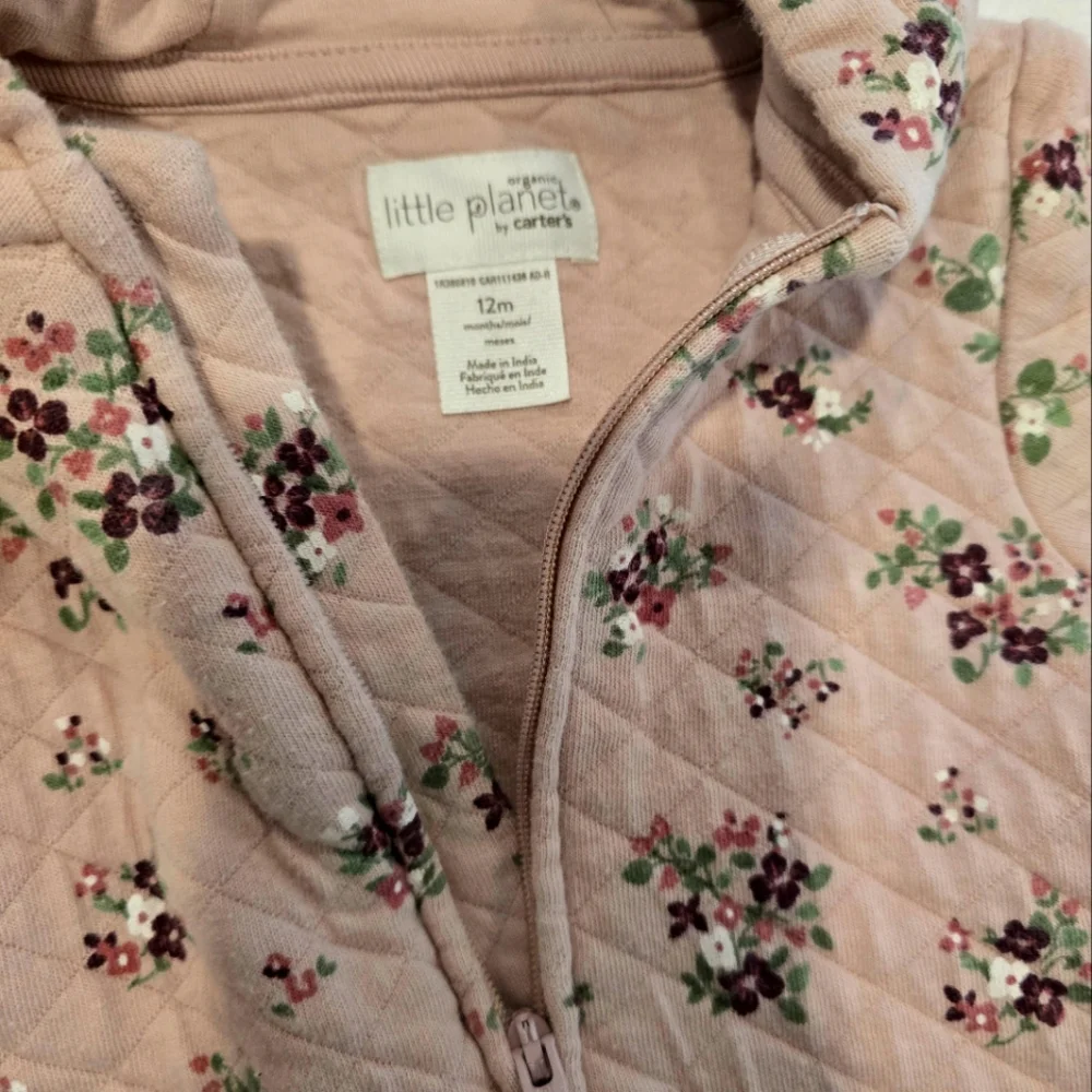 SOLD LIttle Planet by Carter's quilted floral coveralls, Baby Girl 12 Months - Picture 4 of 5